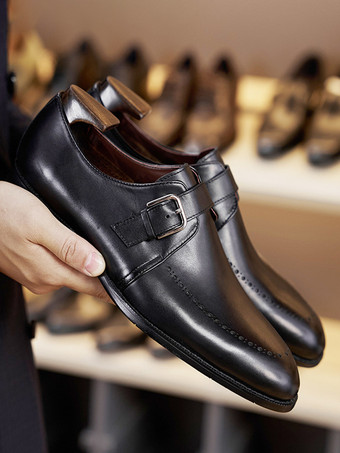 レザーアートワーク メンズ ローファー シューズ モンクストラップ スリップオン フォーマル ウェディングシューズ