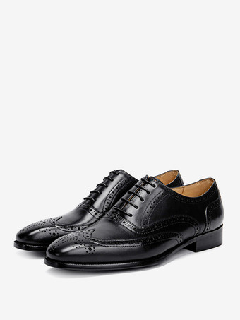 ブラック 男性用ドレスシューズ 高品質スクエアトゥレザーブローグダービーフォーマルウェディングシューズ