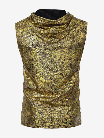 メンズ 衣類 タンクトップ Tシャツ タンクトップ カジュアル タンクトップ 男性用 パンク フード付き メタリック レギュラーフィット シルバー サマートップ