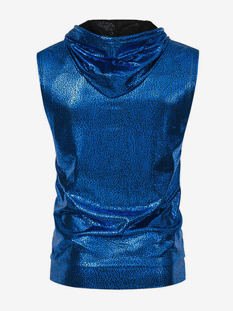 メンズ 衣類 タンクトップ Tシャツ タンクトップ カジュアル タンクトップ 男性用 パンク フード付き メタリック レギュラーフィット シルバー サマートップ