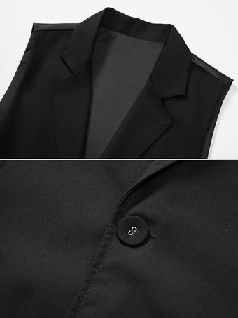 メンズスーツベスト ウェディングパーティーラペルチェーンベスト