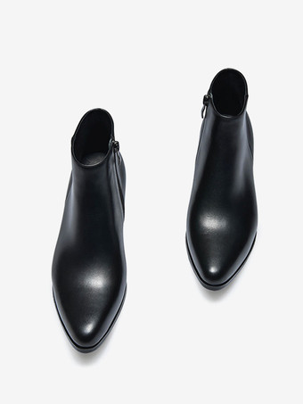 メンズ チェルシーブーツ 牛革 シック ブラック アンクル ショートブーツ