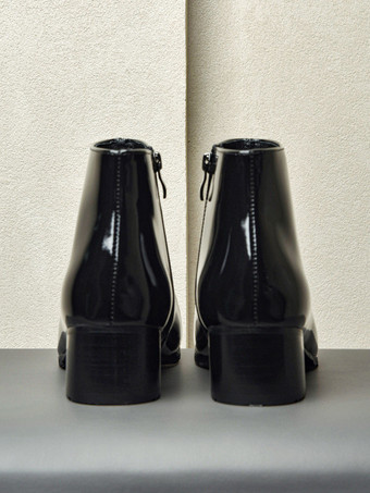 メンズ チェルシーブーツ 牛革 シック ブラック ポインテッドトゥ アンクル ショートブーツ