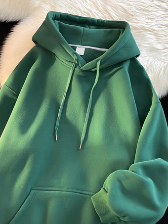 グリーン メンズ コットン カジュアル ポケット 長袖 パーカー