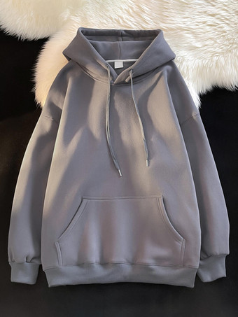 ダークグレー メンズ コットン カジュアル ポケット 長袖 パーカー