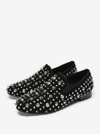 メンズ リベット ローファー シューズ レザー リベット スリッポン スパイク プロム ウェディングシューズ