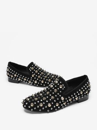 メンズ リベット ローファー シューズ レザー リベット スリッポン スパイク プロム ウェディングシューズ