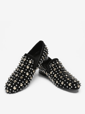 メンズ リベット ローファー シューズ レザー リベット スリッポン スパイク プロム ウェディングシューズ