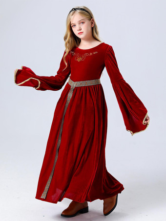 子供用プリンセスコスチューム バーガンディセットドレス