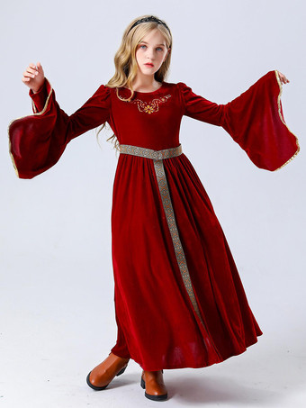 子供用プリンセスコスチューム バーガンディセットドレス