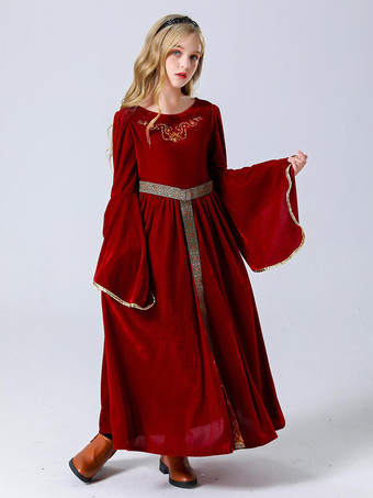 子供用プリンセスコスチューム バーガンディセットドレス