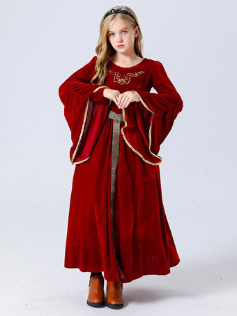 子供用プリンセスコスチューム バーガンディセットドレス