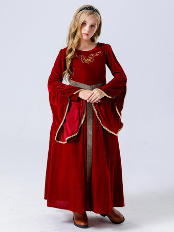 ワインレッド 子供用プリンセスコスチューム バーガンディセットドレス