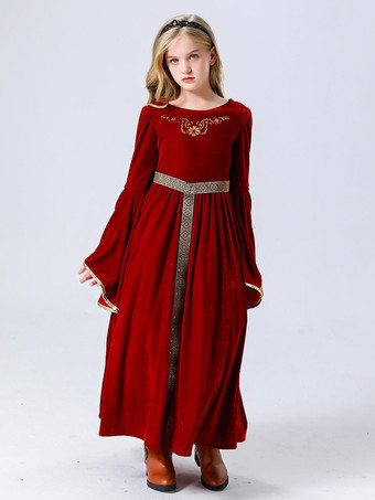 子供用プリンセスコスチューム バーガンディセットドレス