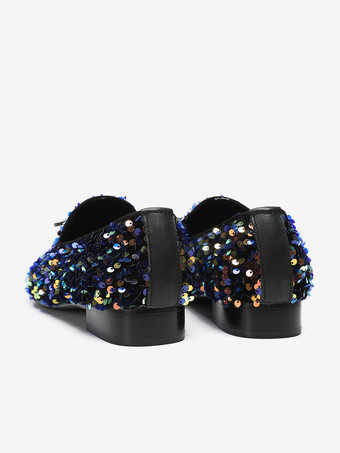 Men's Rivets Loafer Leather Sequins Shoes Slip On Glitter Prom Wedding Shoes