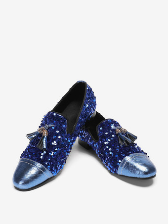 メンズ リベット ローファー シューズ レザー スパンコール スリッポン タッセル プロム ウェディングシューズ