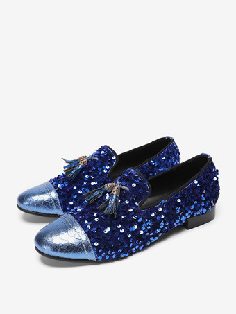 メンズ リベット ローファー シューズ レザー スパンコール スリッポン タッセル プロム ウェディングシューズ