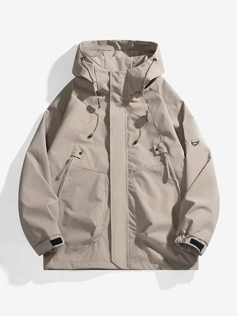 ライト アプリコットメンズ アウトドア ジャケット マウンテンスタイル フード付き 長袖コート