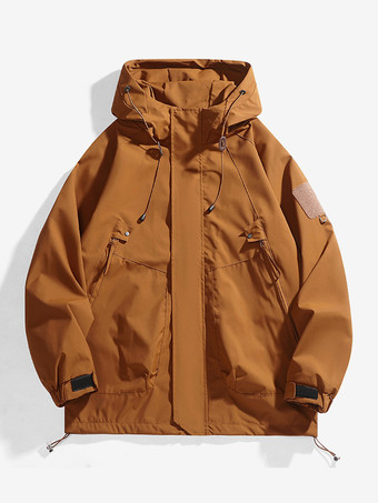 アンバーメンズ アウトドア ジャケット マウンテンスタイル フード付き 長袖コート