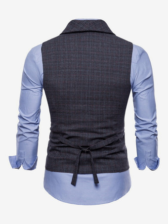 メンズ チェック柄ベスト ダブルブレスト ノースリーブ ヴィンテージ ジャケット