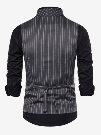 メンズ ストライプ ダブルブレスト ベスト ビジネス ノースリーブ スーツ ジャケット