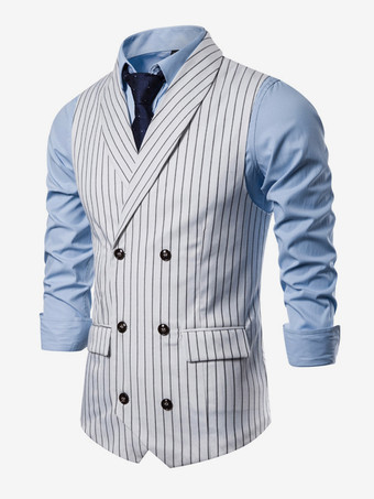メンズ ストライプ ダブルブレスト ベスト ビジネス ノースリーブ スーツ ジャケット