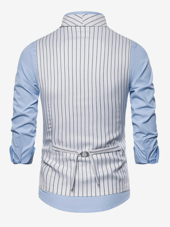 メンズ ストライプ ダブルブレスト ベスト ビジネス ノースリーブ スーツ ジャケット