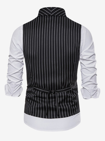 メンズ ストライプ ダブルブレスト ベスト ビジネス ノースリーブ スーツ ジャケット