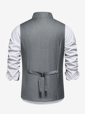 メンズスーツベスト ウェディングパーティー 斜めシングルブレストベスト