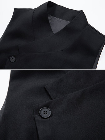 メンズスーツベスト ウェディングパーティー 斜めシングルブレストベスト