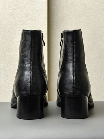 メンズ チェルシーブーツ ブリティッシュ スクエアトゥ チャンキーヒール サイドジッパー ドレスブーツ