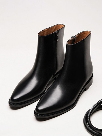 メンズ チェルシーブーツ 牛革 シック ブラック ショート アンクルブーツ