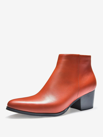 ブラウンメンズ チェルシーブーツ 牛革 シック ブラック アンクル ショートブーツ