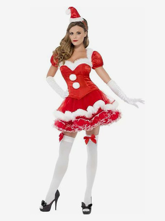 レッド レディース クリスマス セット 赤いドレス 手袋 帽子 クリスマス ホリデー コスチューム