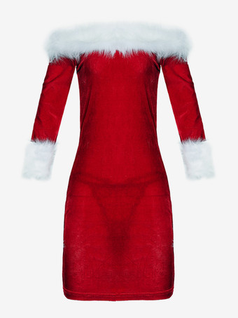 女性用クリスマス レッドドレス クリスマス ホリデー コスチューム