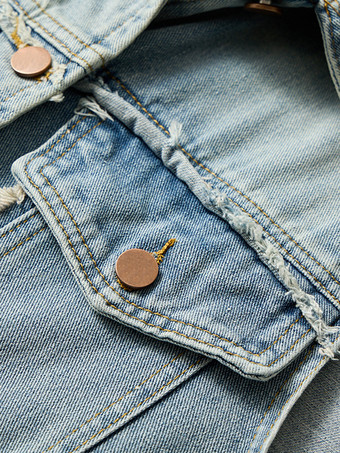 メンズ ノースリーブ デニムジャケット シングルブレスト カジュアルジャケット ポケット付き