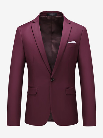 ワインレッド メンズ ブレザー スーツ ジャケット カーキ スリムフィット ワンボタン ブレザー エレガント ウェディング シック ジャケット