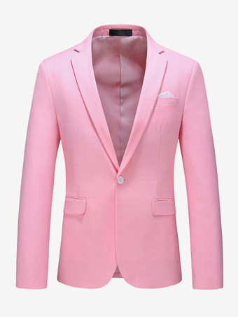 ピンクメンズ ブレザー スーツ ジャケット カーキ スリムフィット ワンボタン ブレザー エレガント ウェディング シック ジャケット