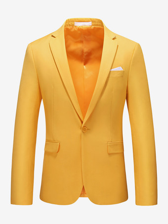 オレンジメンズ ブレザー スーツ ジャケット カーキ スリムフィット ワンボタン ブレザー エレガント ウェディング シック ジャケット