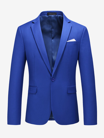 ロイヤルブルーメンズ ブレザー スーツ ジャケット カーキ スリムフィット ワンボタン ブレザー エレガント ウェディング シック ジャケット