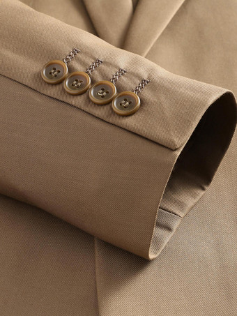 メンズ ブレザー スーツ ジャケット カーキ スリムフィット ワンボタン ブレザー エレガント ウェディング シック ジャケット