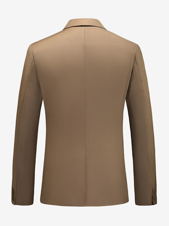 メンズ ブレザー スーツ ジャケット カーキ スリムフィット ワンボタン ブレザー エレガント ウェディング シック ジャケット