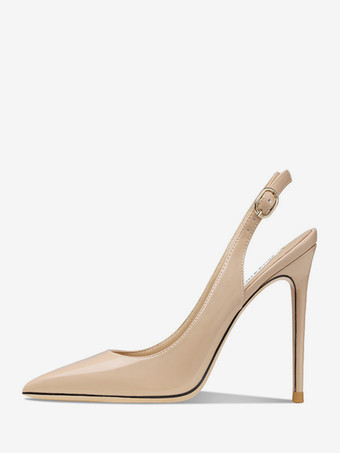 ライト アプリコットレディース ハイヒール ポインテッドトゥ スリングバック パンプス