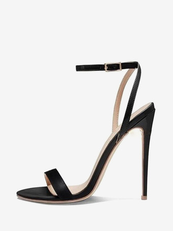 ブラック ブラック パーティーシューズ ハイヒール アンクルストラップ サンダル