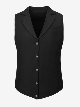 noir Gilets Habillés Hommes Mariage Cérémonie Formel Col Rabattu Boutons Blanc