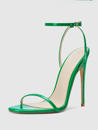 レディースヒールサンダル オープントゥ スティレットヒール アンクルストラップ パーティーシューズ