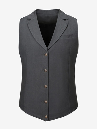gris foncé Gilets Habillés Hommes Mariage Cérémonie Formel Col Rabattu Boutons Blanc