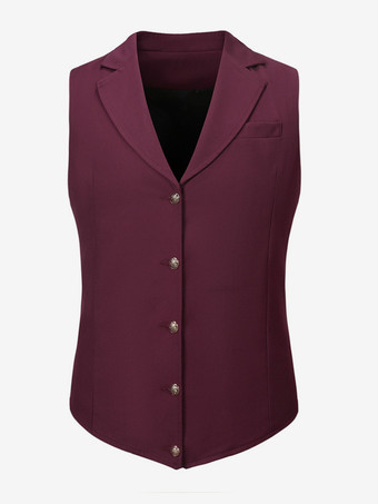 BordeauxGilets Habillés Hommes Mariage Cérémonie Formel Col Rabattu Boutons Blanc