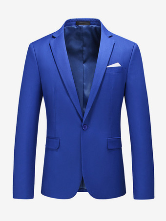 ロイヤルブルーメンズ ブレザー スーツ スリムフィット ワンボタン ブレザー ウェディング シック ジャケット
