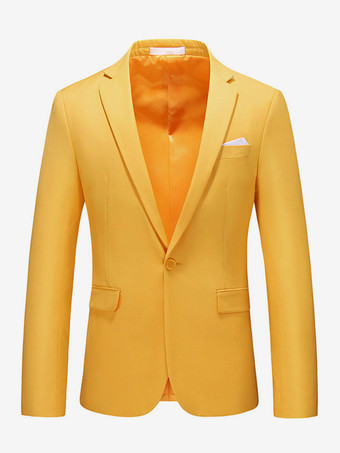 オレンジメンズ ブレザー スーツ スリムフィット ワンボタン ブレザー ウェディング シック ジャケット